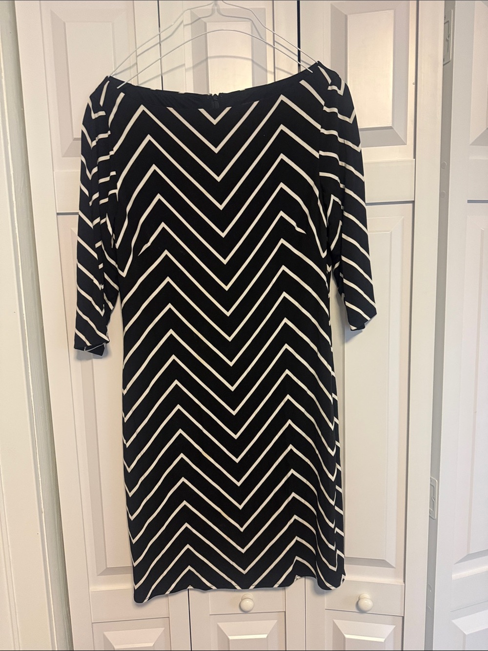Ralph Lauren Black & White Chevron Midi Dress